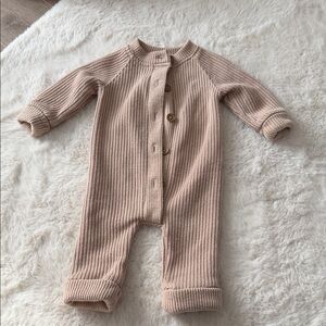 Cozy Knit Kids Footie in Tan